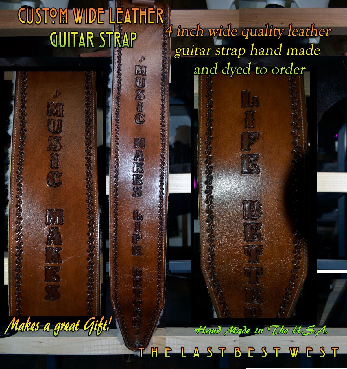 Personalized Leather Guitar Strap - Image 5